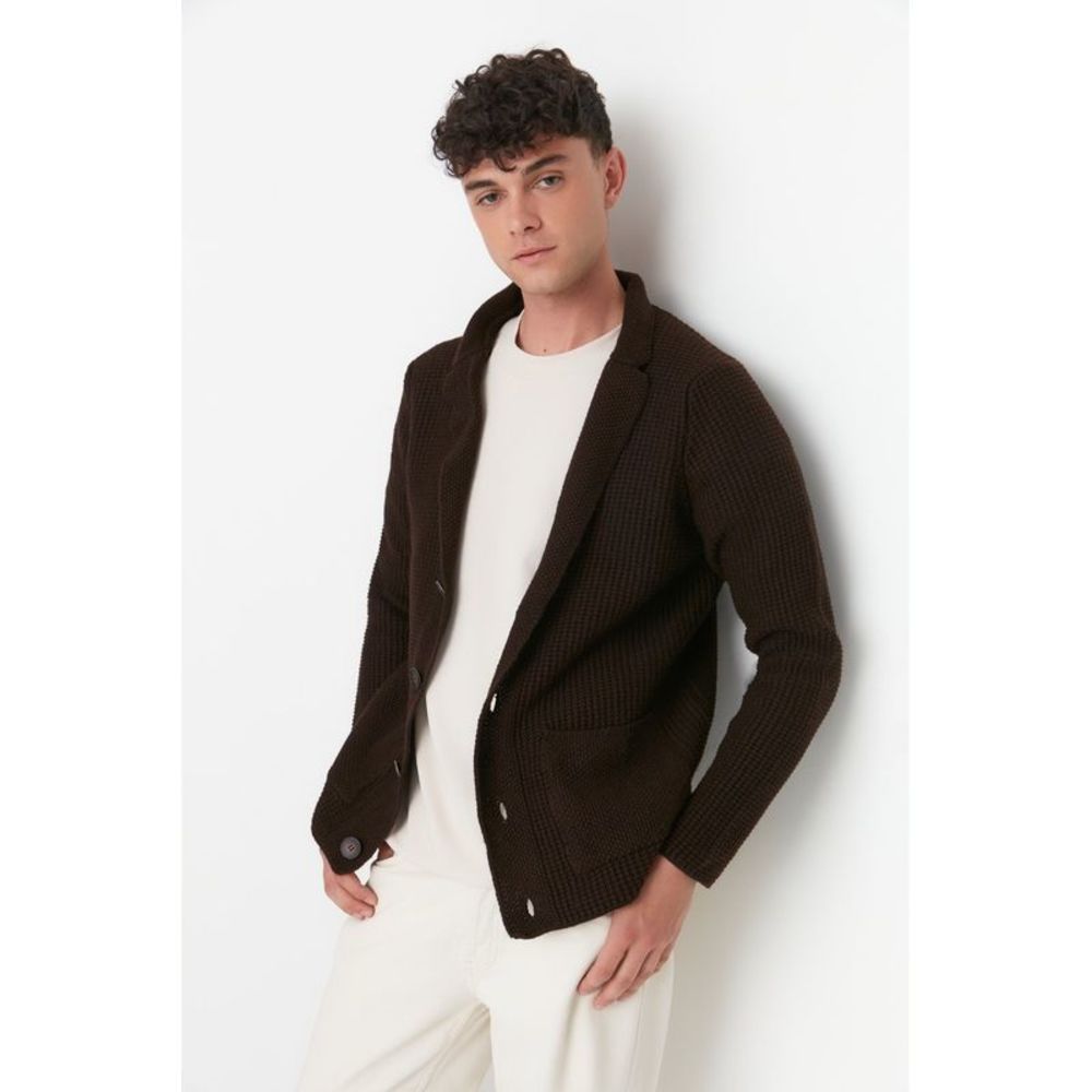 NWT Trendyol Men Slim fit Lapel collar Knitwear Cardigan
